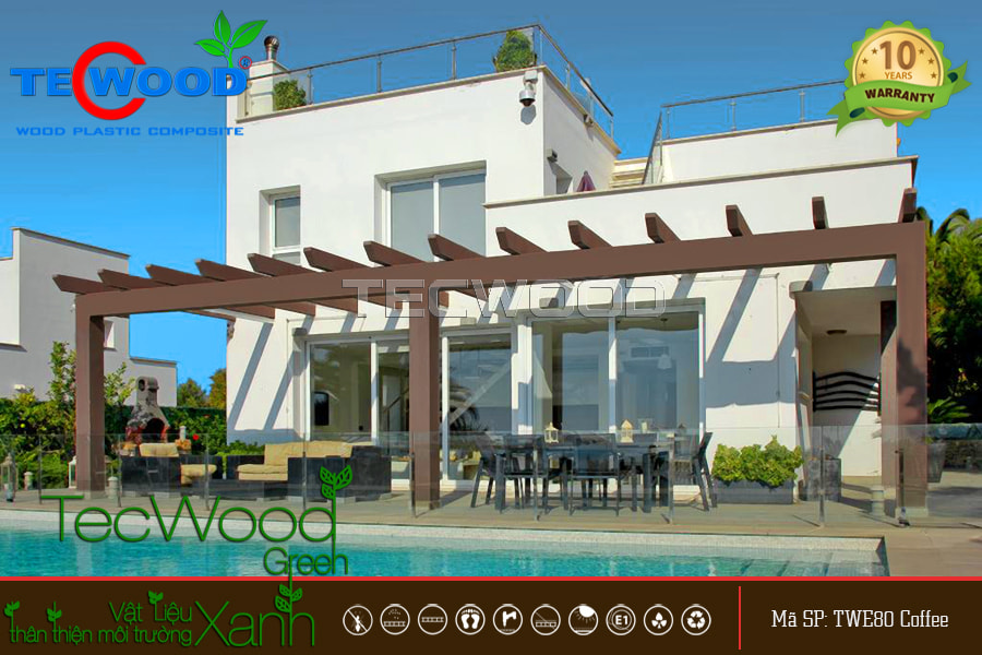 Giàn Pergola hồ bơi bằng gỗ nhựa TecWood