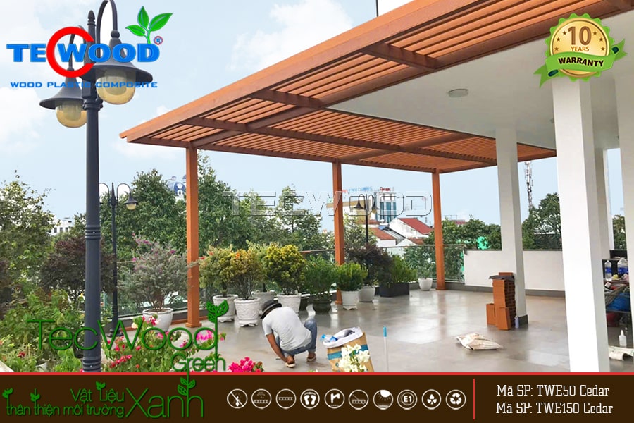 Giàn pergola cho sân thượng nhà phố hiện đại