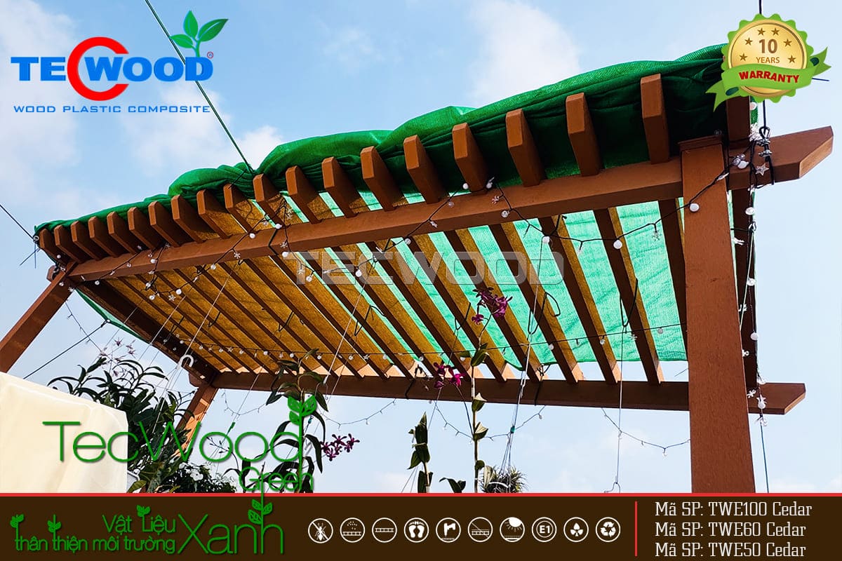 Giàn pergola gỗ nhựa cho sân thượng