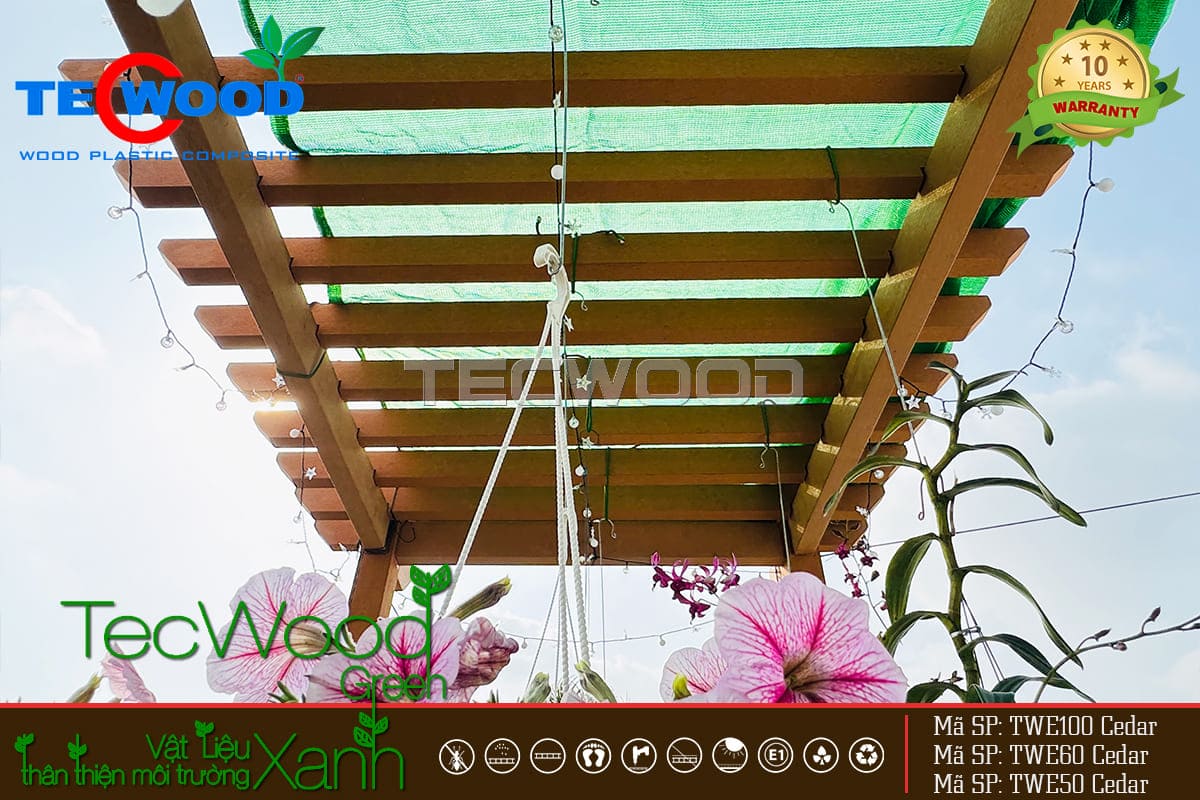 Công trình giàn hoa gỗ nhựa sân thượng