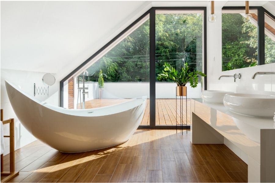 Phòng tắm phong cách mở theo kiến trúc Zen