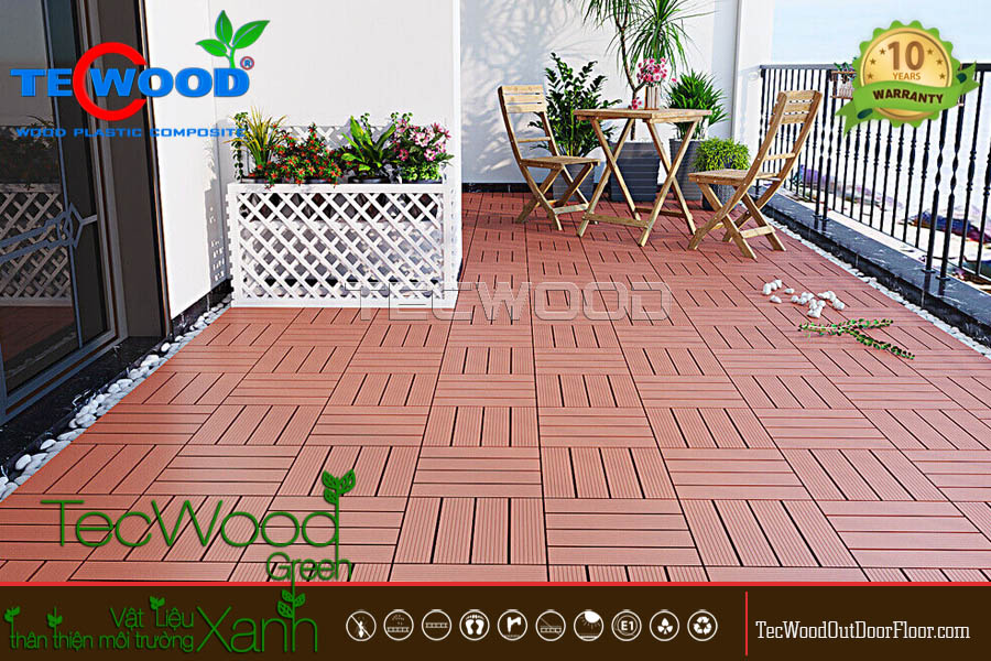 tấm vỉ gỗ nhựa lót sàn ban công