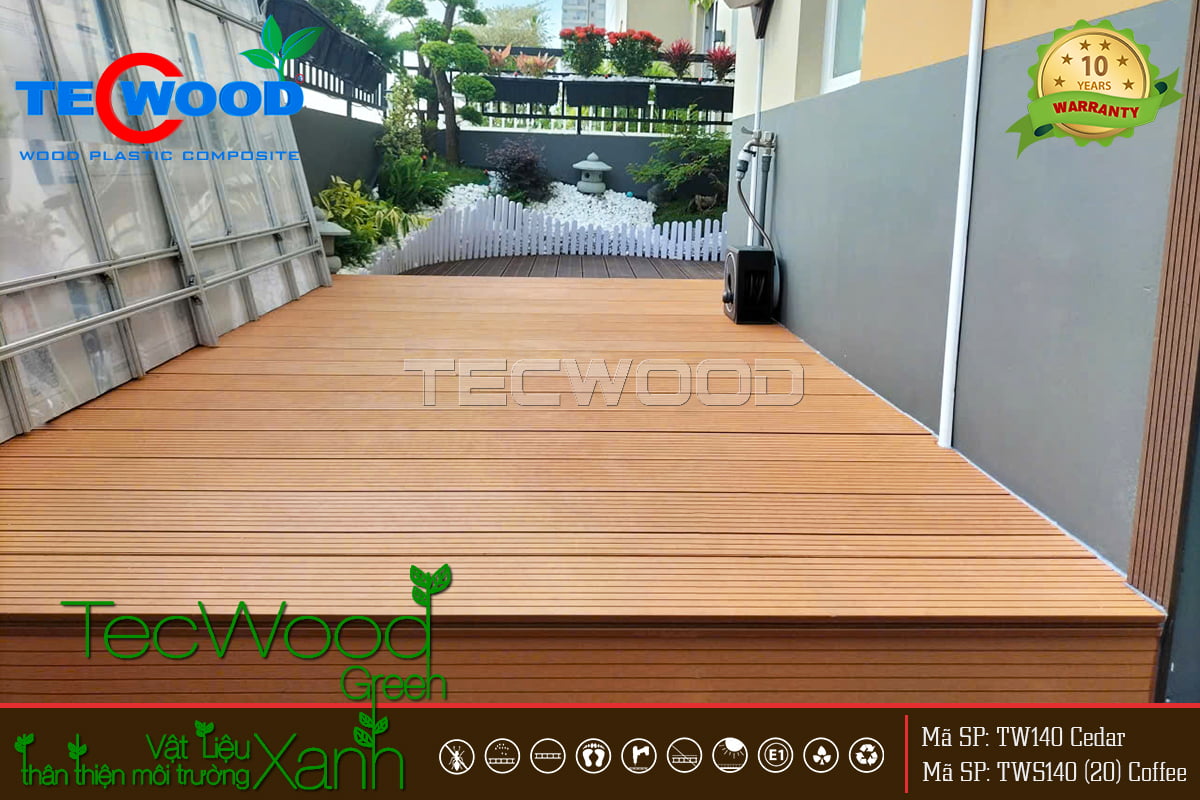Sàn gỗ nhựa màu Cedar lót ban công