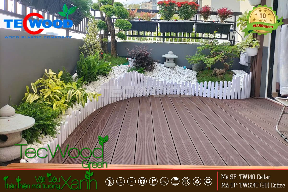 Sàn gỗ siêu chịu nước lót trang trí không gian ban công