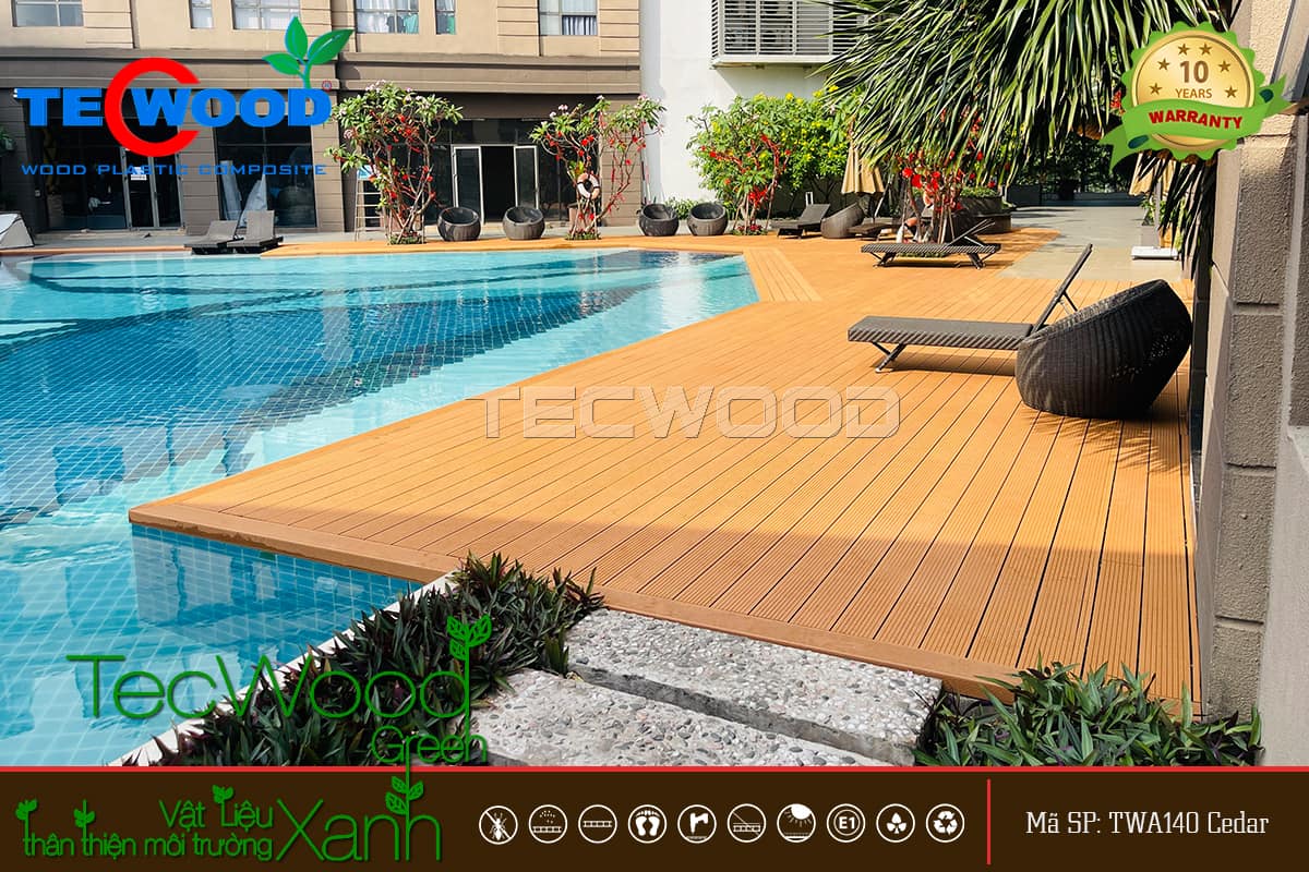 Sàn gỗ nhựa hồ bơi tại chung cư cao cấp