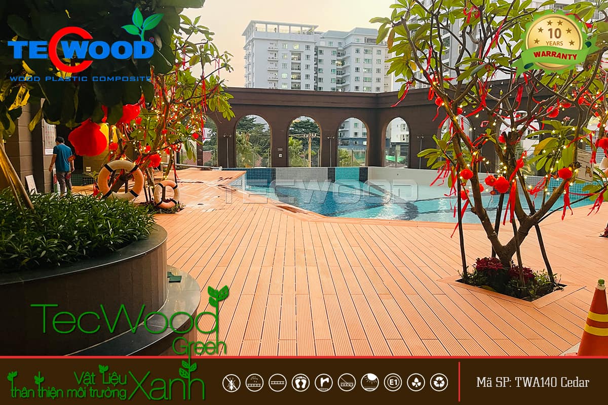 Tấm sàn gỗ lót hồ bơi cao cấp