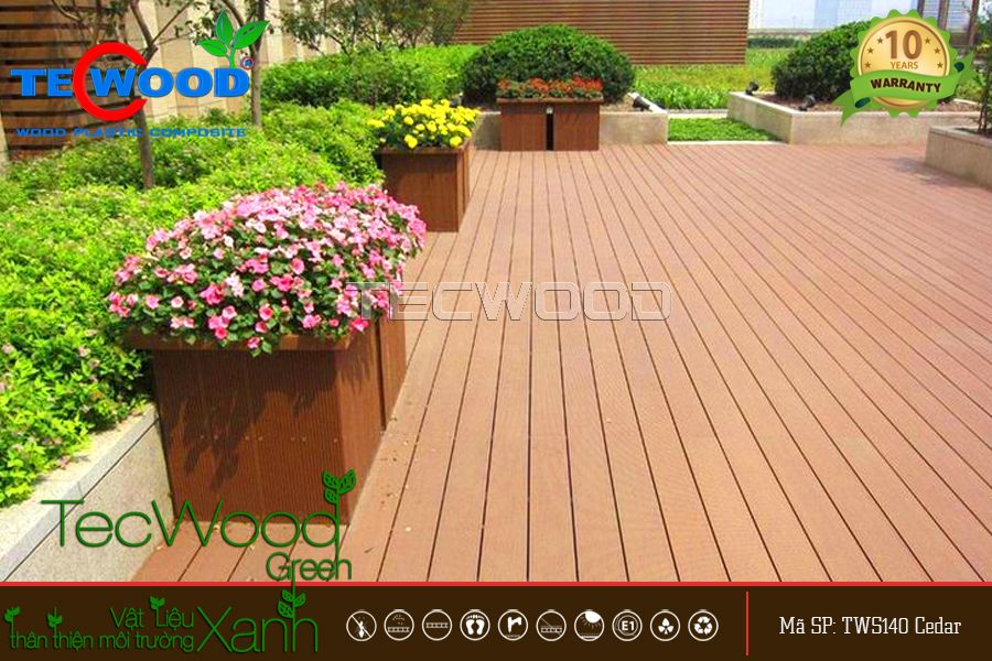 Sàn gỗ nhựa sân vườn là loại vật liệu lót sàn ngoài trời cao cấp