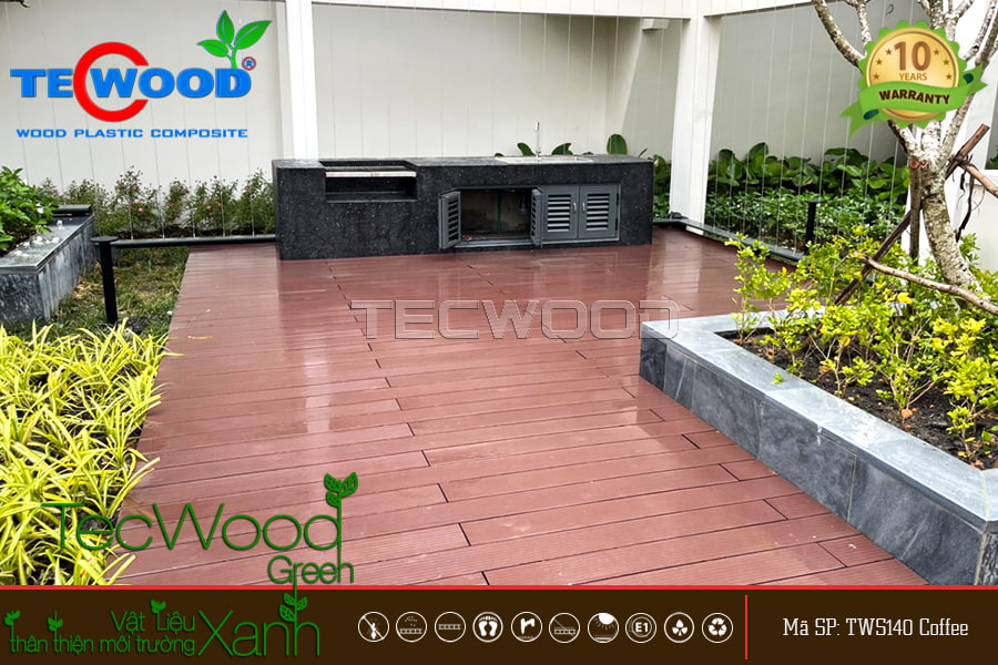 Sàn gỗ nhựa ngoài trời lót khu vực BBQ cho sân thượng