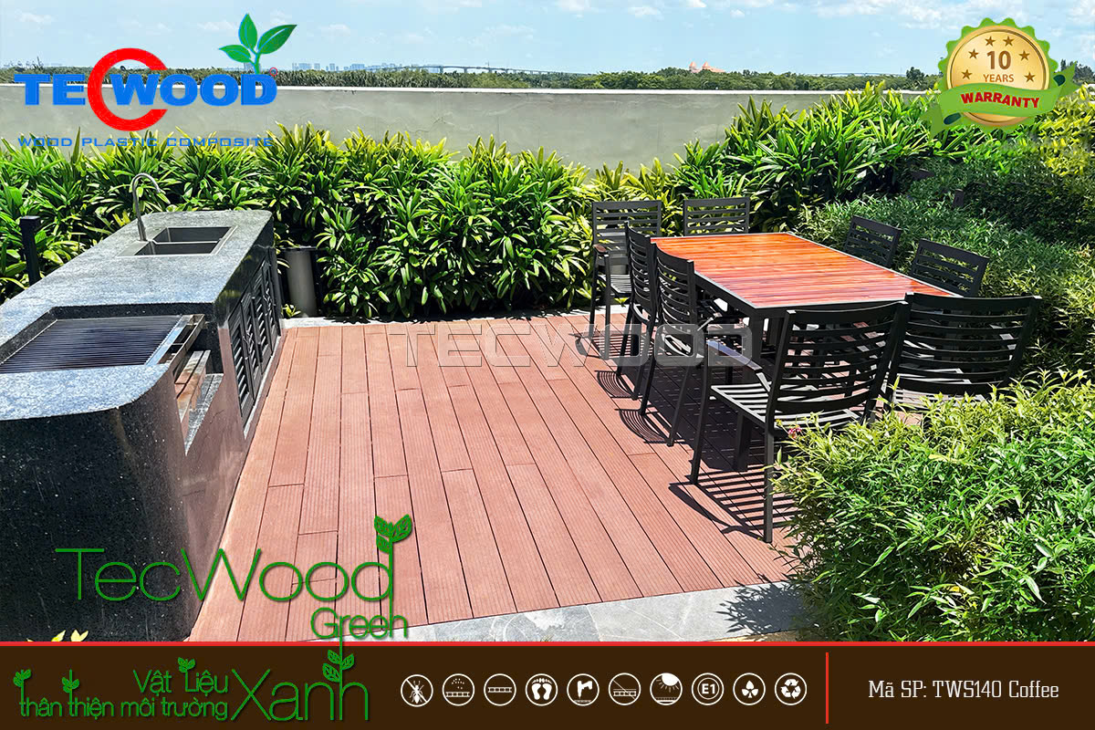 Sàn gỗ sân thượng cho khu vực BBQ