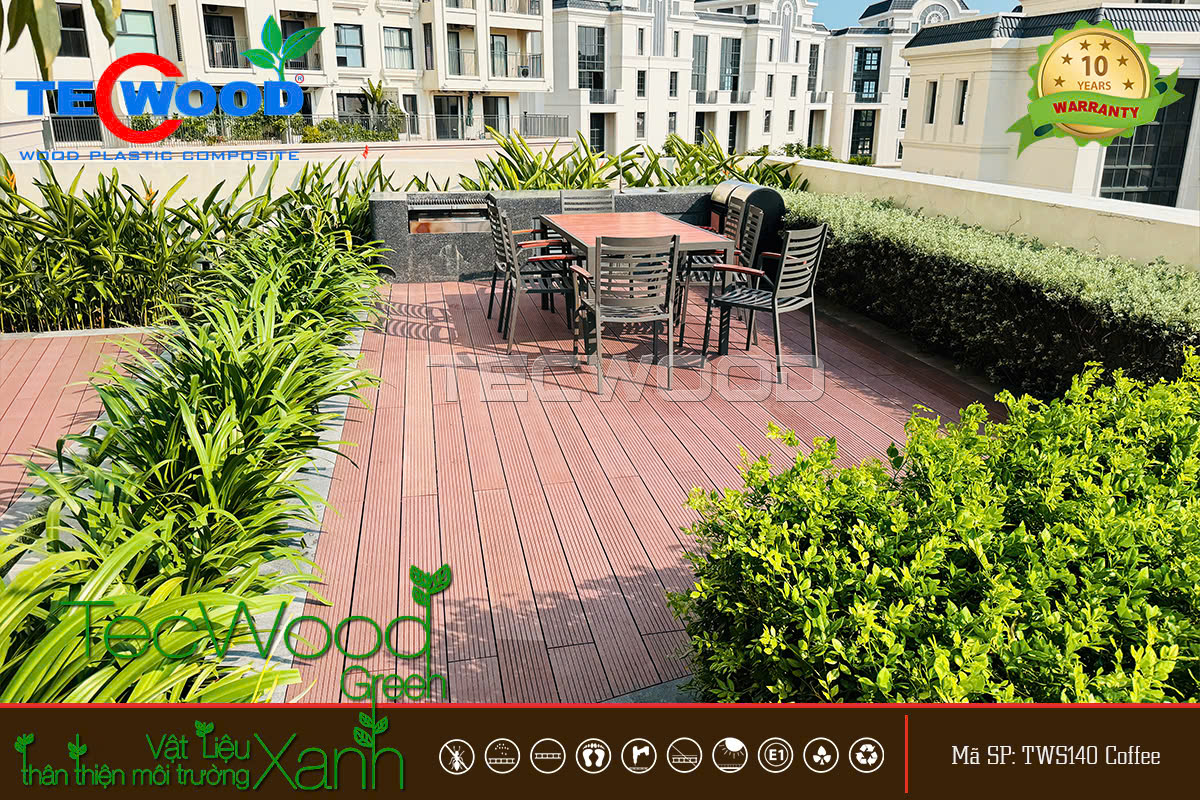 Sàn gỗ khu vực BBQ sân thượng