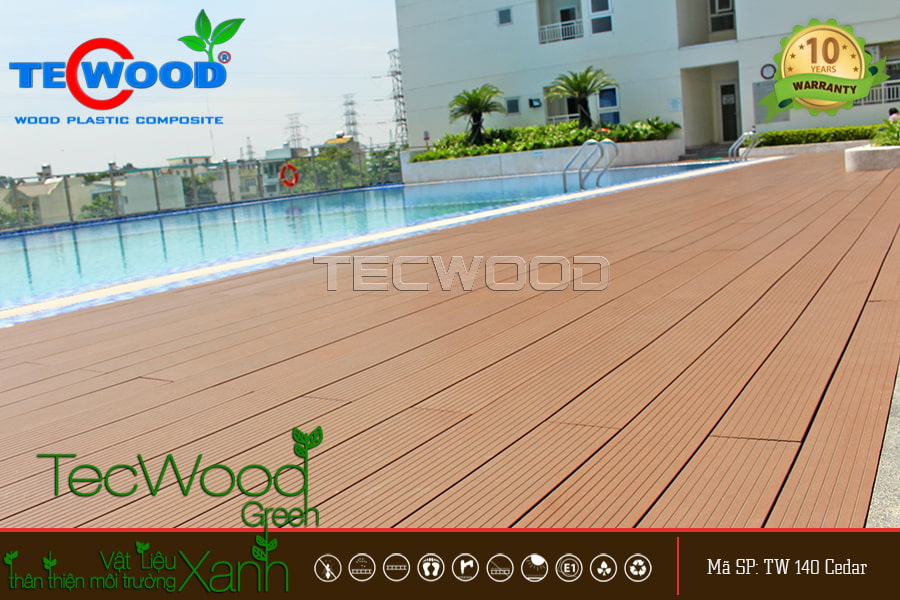 sàn gỗ lót hồ bơi sang trọng, đẹp mắt