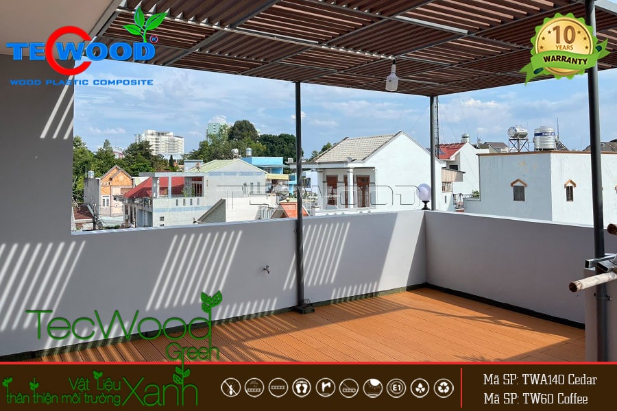 Sàn gỗ ngoài trời TWA140 màu cedar lót sàn sân thượng