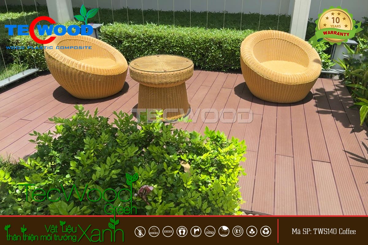 Xu hướng sử dụng sàn gỗ TecWood lót sân thượng Lót sàn gỗ trang trí sân thượng