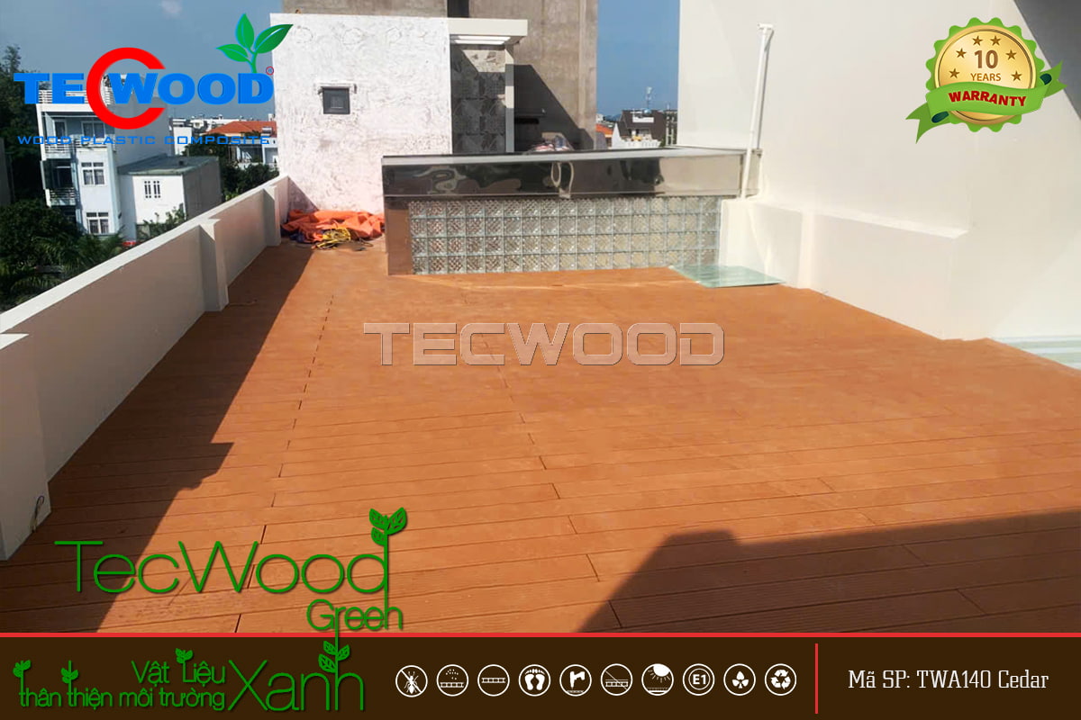 Sàn gỗ nhựa lót sân thượng màu Cedar
