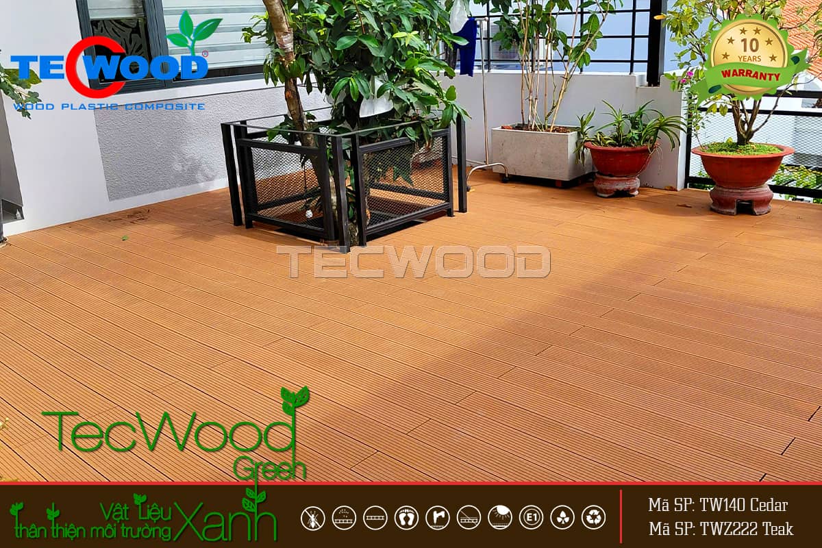 Sàn gỗ nhựa lót sân thượng nhà phố