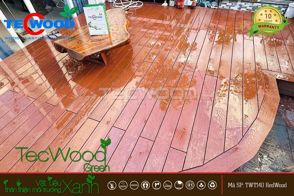 Sàn gỗ nhựa sân vườn là loại vật liệu lót sàn ngoài trời cao cấp