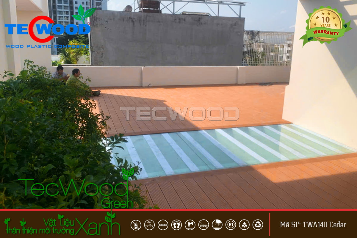 Lót sàn sân thượng nhà phố bằng gỗ nhựa TecWood