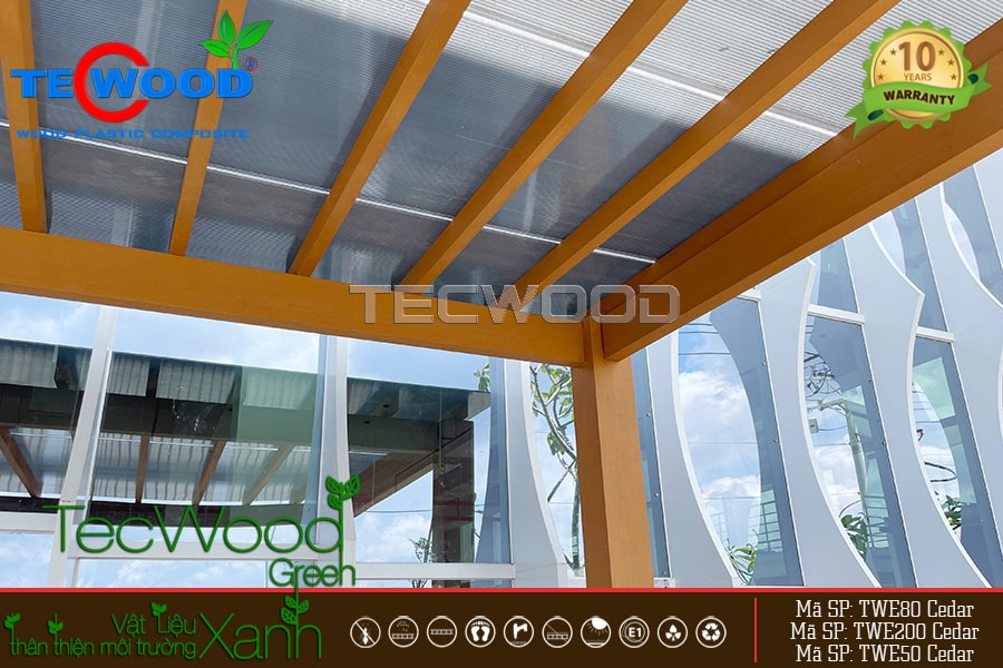Lam gỗ nhựa ngoài trời TWE50 màu Cedar làm chòi nghỉ chân ngoài trời
