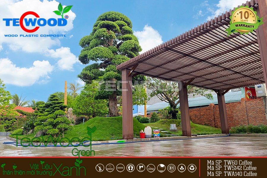 Giàn pergola gỗ nhựa cho sân vườn