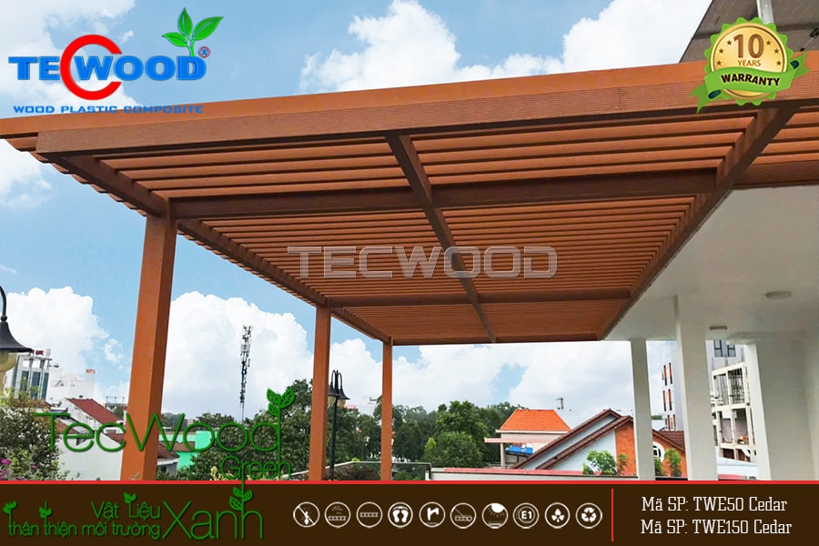 Mái hiên gỗ nhựa ngoài trời do TecWood thi công