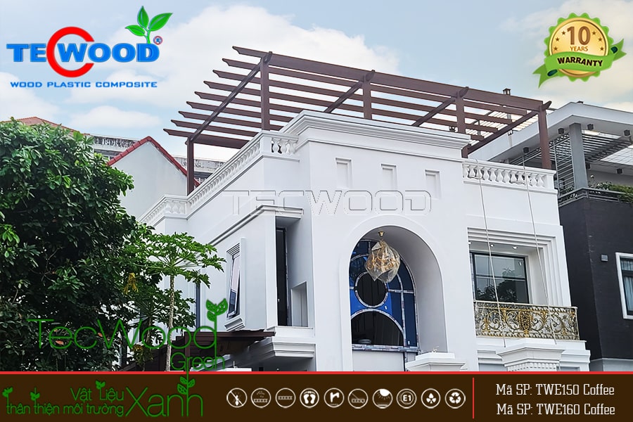 Mái hiên gỗ nhựa cho biệt thự