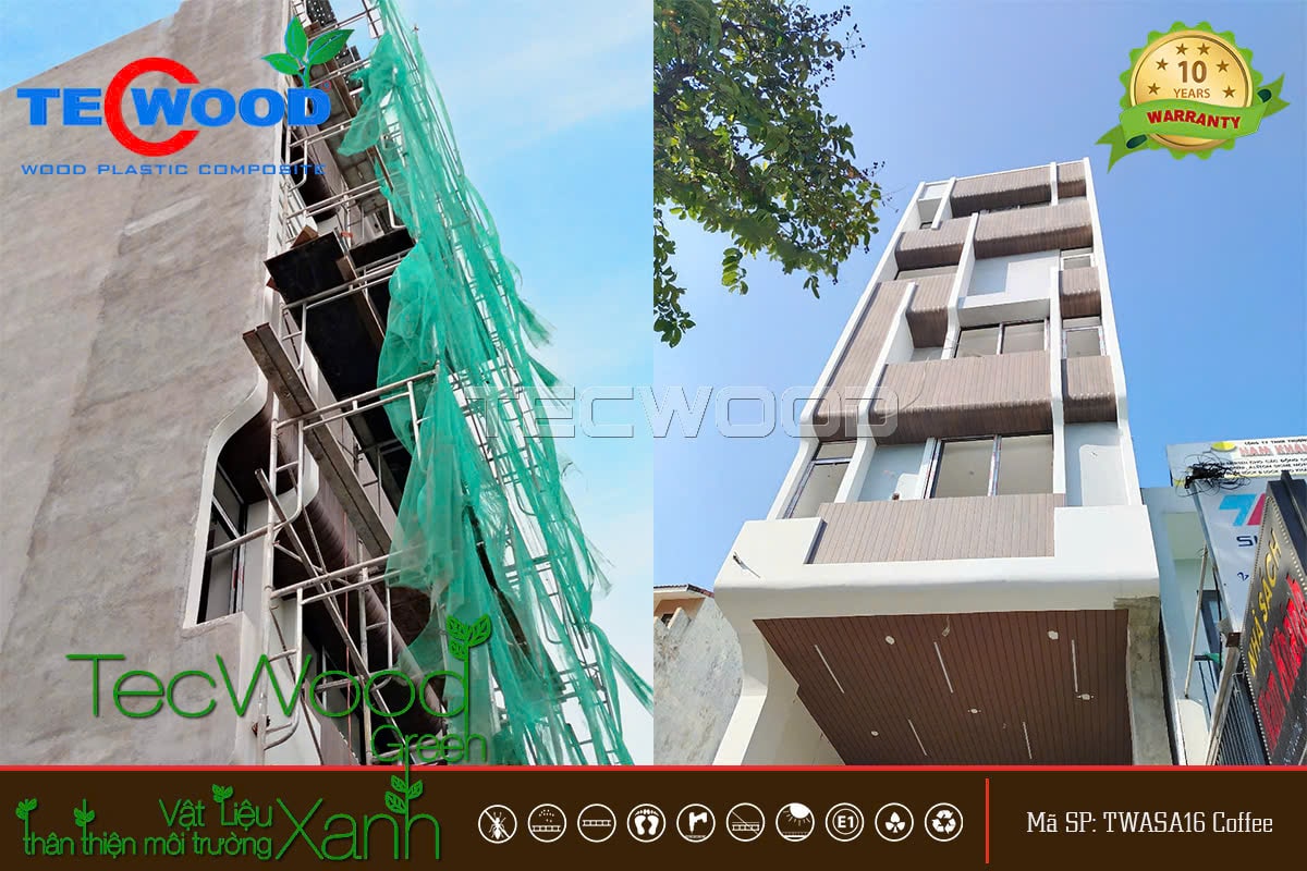 Công trình thi công tấm ốp gỗ nhựa phủ ASA