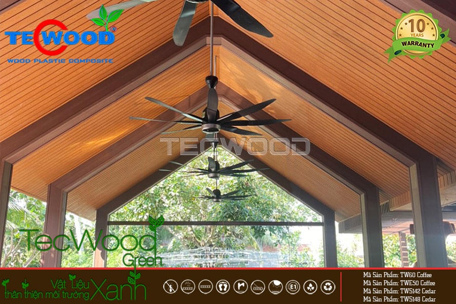 Tấm ốp trần gỗ nhựa vân 3D