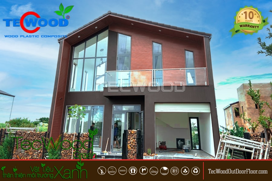 Ốp tường mặt tiền bằng tấm ốp hai da giúp tăng thẩm mỹ công trình