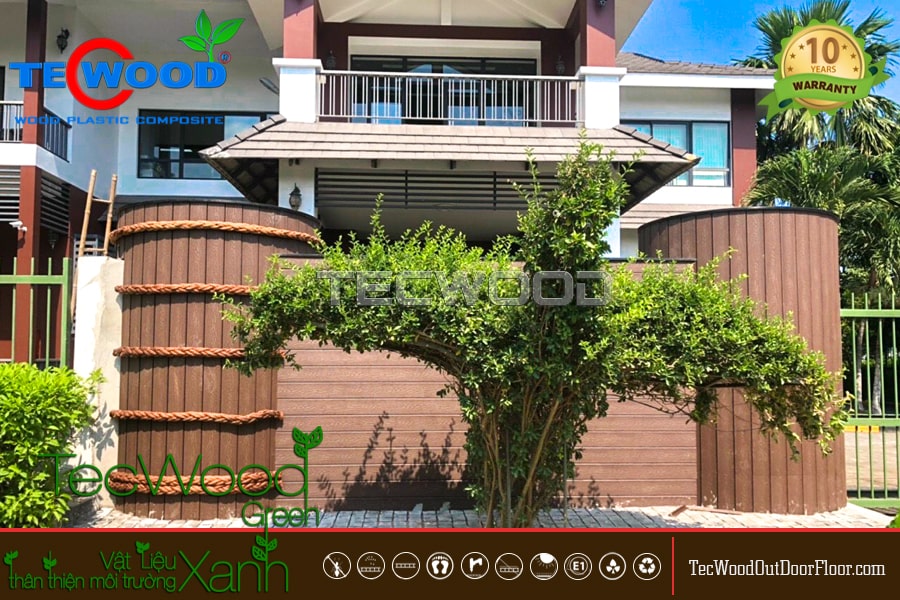 Trang trí hàng rào biệt thự với tấm ốp 1 sóng