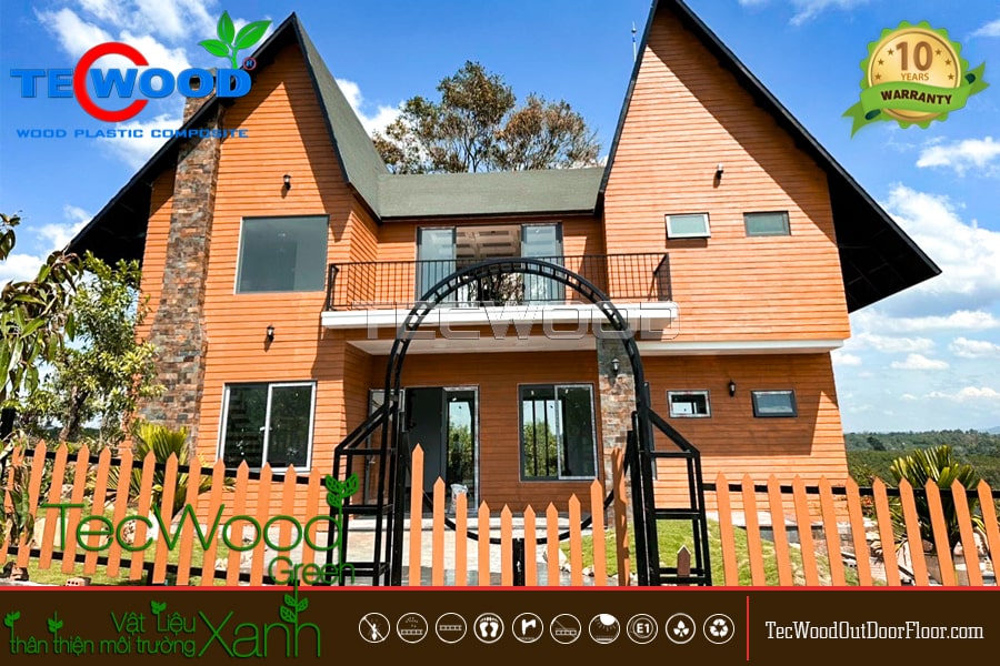 Ốp toàn bộ mặt tiền biệt thự với tấm ốp 1 sóng