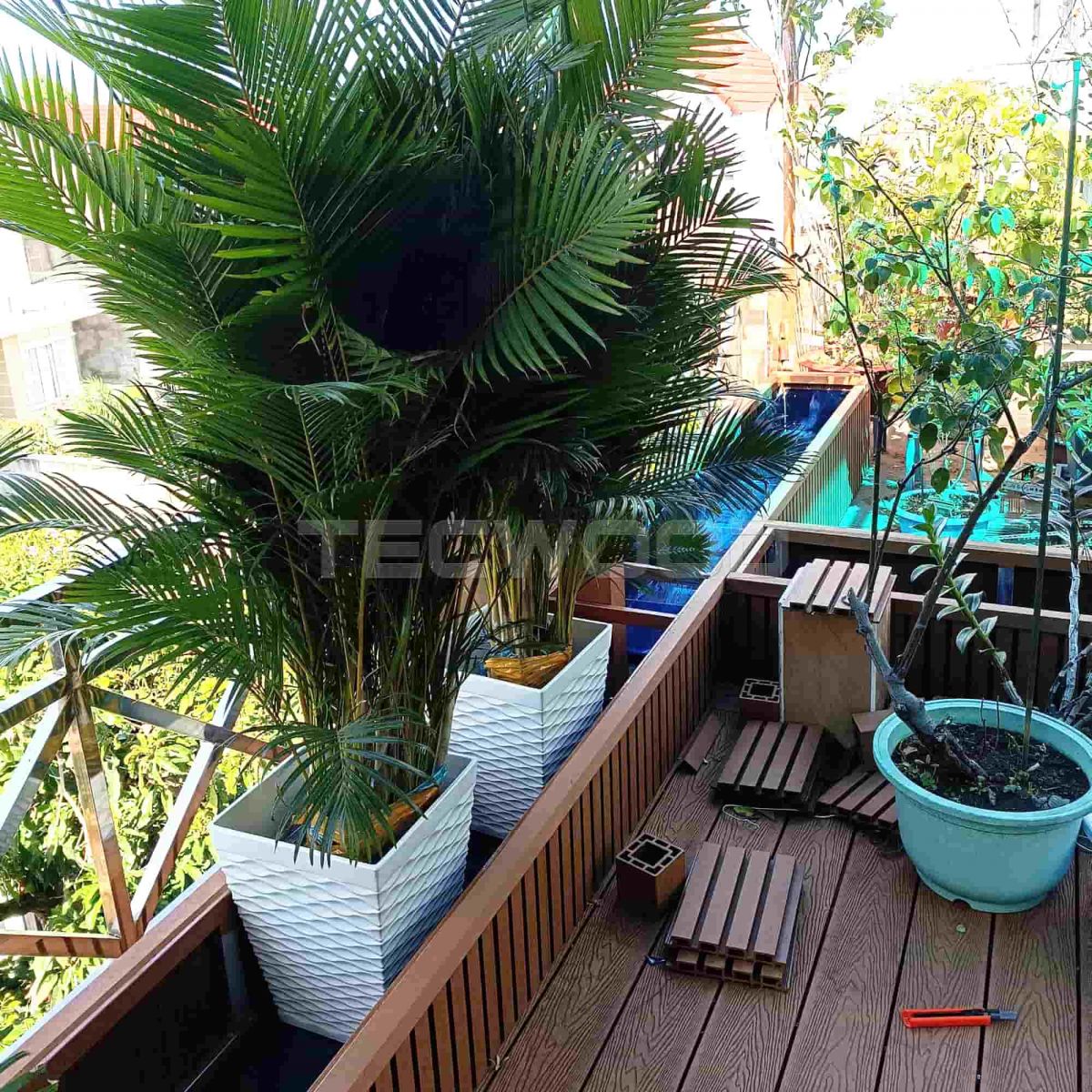 Chậu cây gỗ nhựa cho sân thượng nhỏ