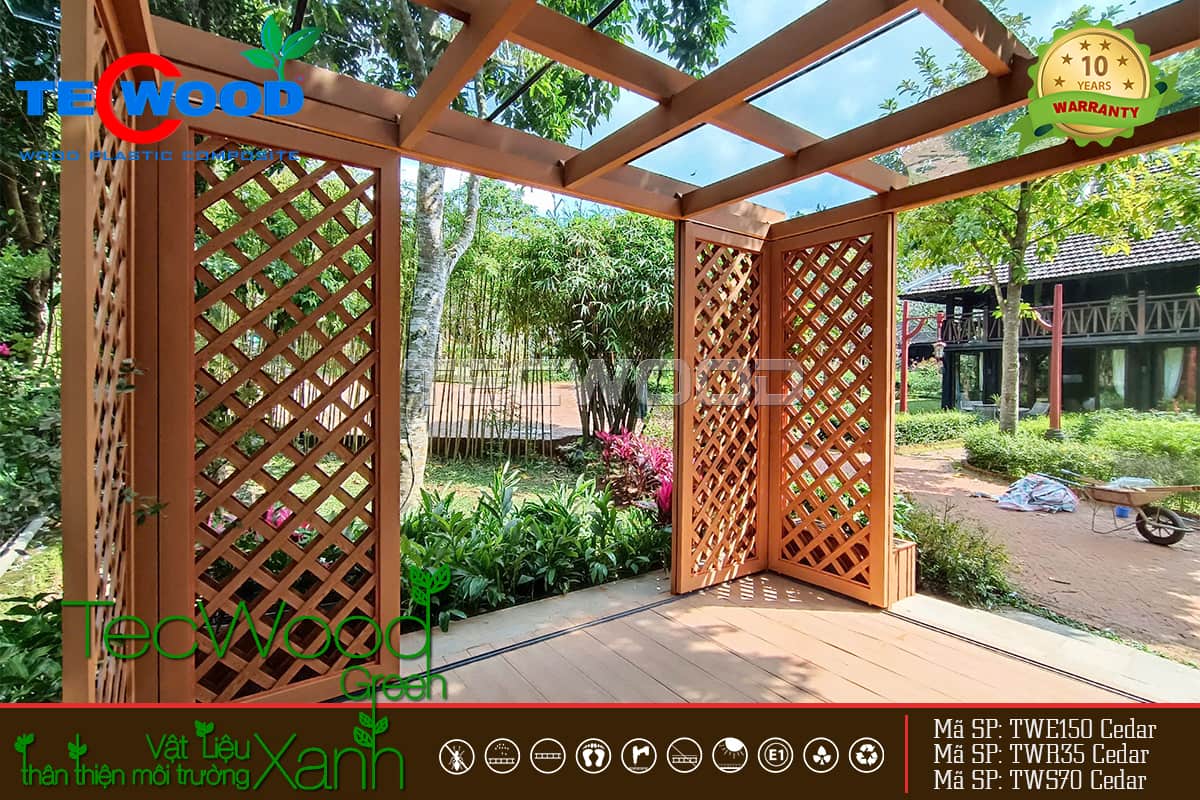 Giàn pergola gỗ nhựa cho sân vườn