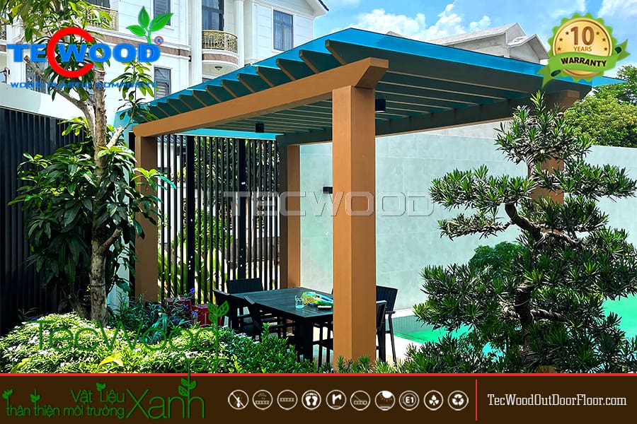 Giàn pergola trang trí sân vườn biệt thự
