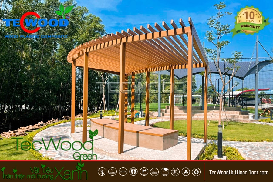 Giàn Pergola gỗ nhựa ngoài trời đẹp