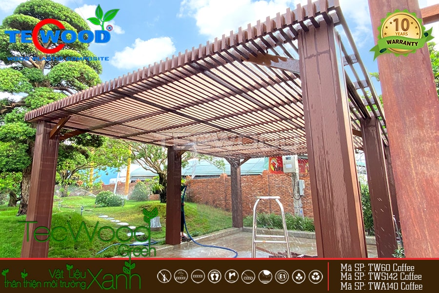 Vật liệu gỗ nhựa làm giàn pergola ngoài trời