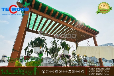 Công trình giàn pergola gỗ nhựa cho sân thượng tại Tam Bình, Thủ Đức