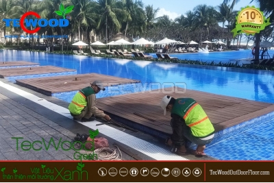 Dự án cải tạo sàn gỗ hồ bơi Resort 5 sao đang thực hiện giai đoạn 1