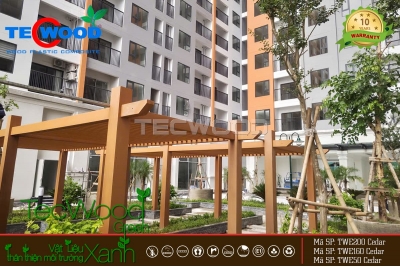Dự án giàn Pergola gỗ nhựa tại chung cư Yên Bình, Thái Nguyên
