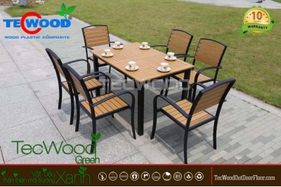 Kích thước bàn ghế ngoài trời bằng gỗ nhựa phổ biến hiện nay