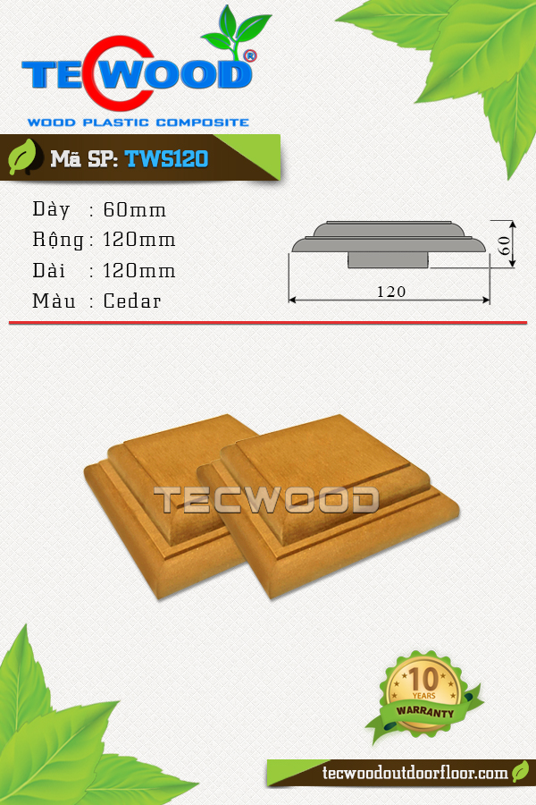 Nắp chụp đầu trụ cột TecWood TWS120 - Cedar