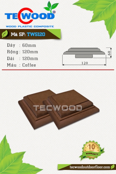 Nắp chụp đầu trụ cột TecWood TWS120 - Coffee