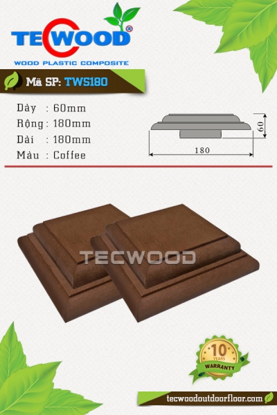 Nắp chụp đầu trụ cột TecWood TWS180 - Coffee