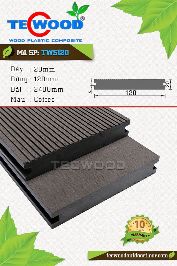 Sàn gỗ ngoài trời TecWood TWS120-Coffee