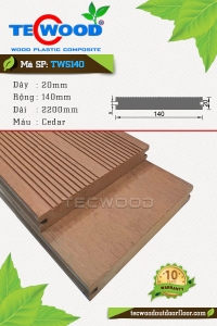 ván sàn ngoài trời loại đặc mã TWS140 quy cách 20x140x2200 màu cedar