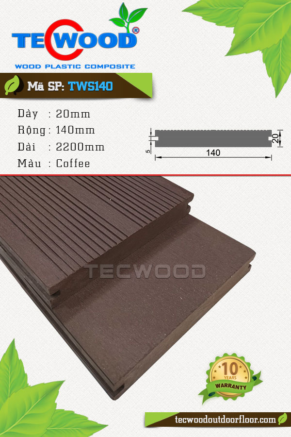 Sàn gỗ ngoài trời TecWood TWS140-Coffee