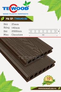 Sàn gỗ ngoài trời TWA140-3D màu Chocolate