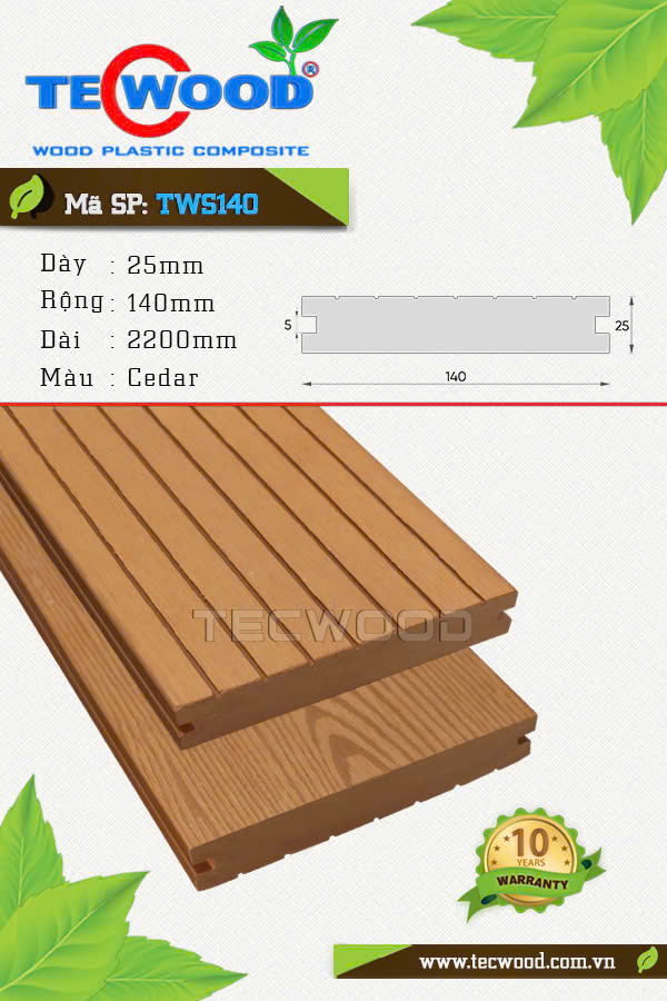 Sàn gỗ nhựa TecWood TWS140 - Cedar