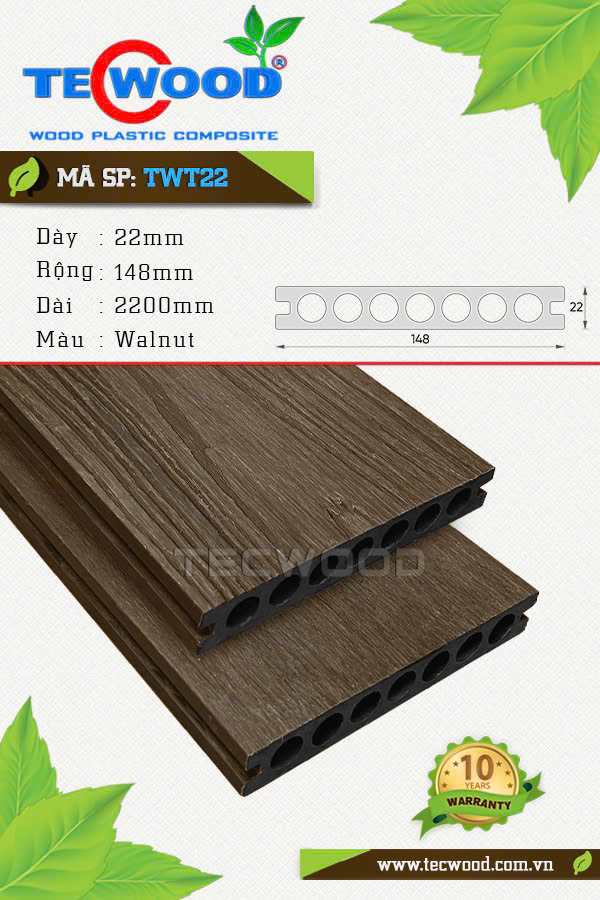 Sàn gỗ nhựa TecWood TWT22 màu Walnut