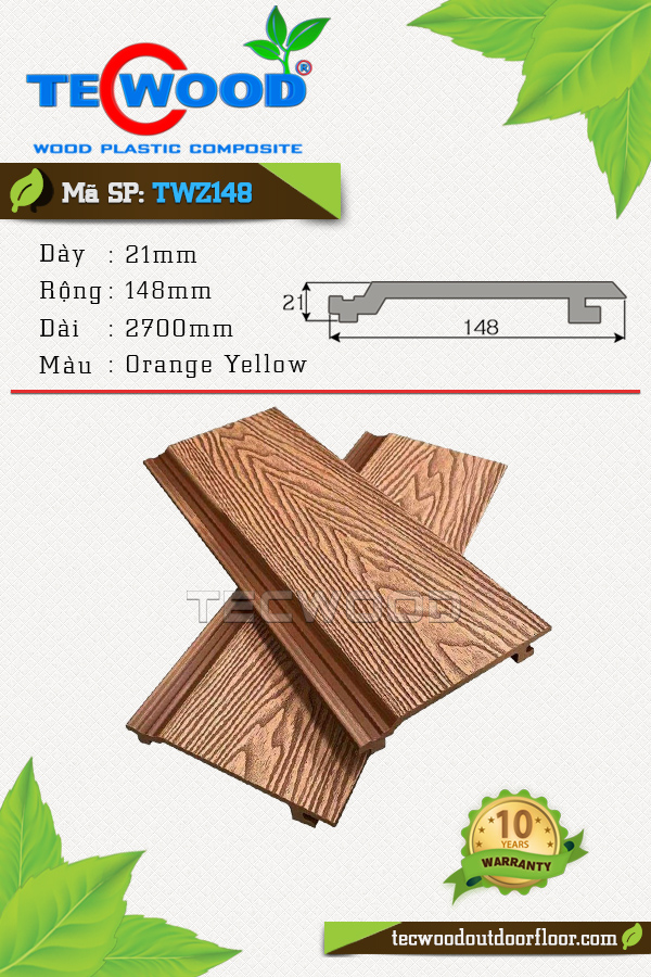 Tấm gỗ nhựa TWZ148 màu Orange Yellow