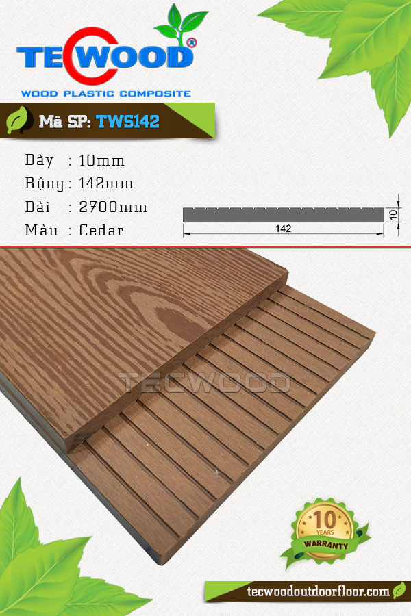Tấm ốp gỗ nhựa TecWood TWS142-Cedar